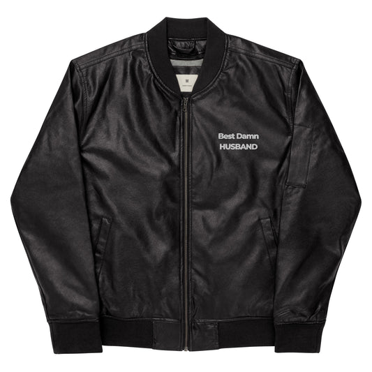 Best Damn Husband Leather Bomber Jacket